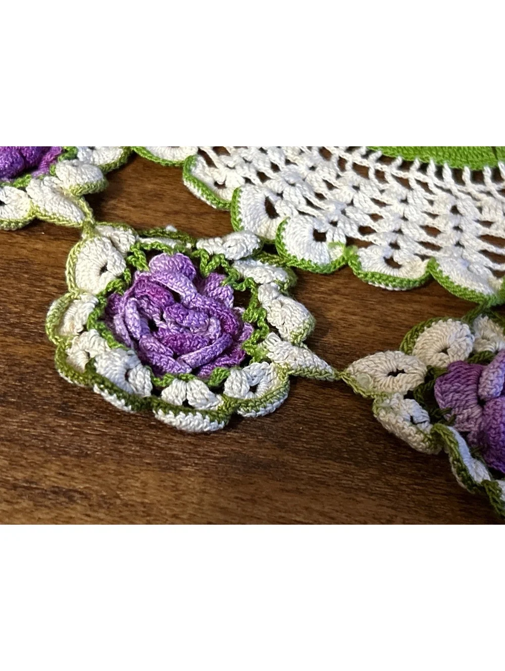 Hand Crochet Purple Rose Doily Table Decor